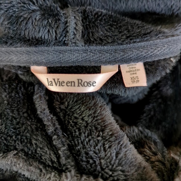 La Vie en Rose  Black Plush Hooded Cape with Pom Poms - Picture 5 of 13